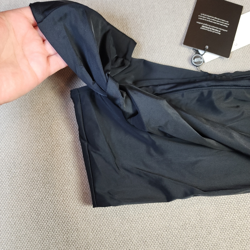 NWT Club‎ L London Dusk Black Draped Bandeau Bikini Top Women's Size 10 - Picture 6 of 16